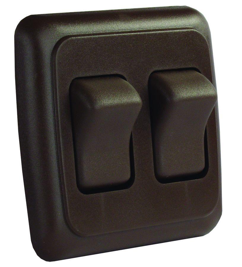 JR PRODUCTS 12145 Brown Double SPST On-Off Switch with Bezel from The Twister Group JR PRODUCTS 12145 Brown Double SPST On-Off Switch with Bezel - The Twister Group Tools product