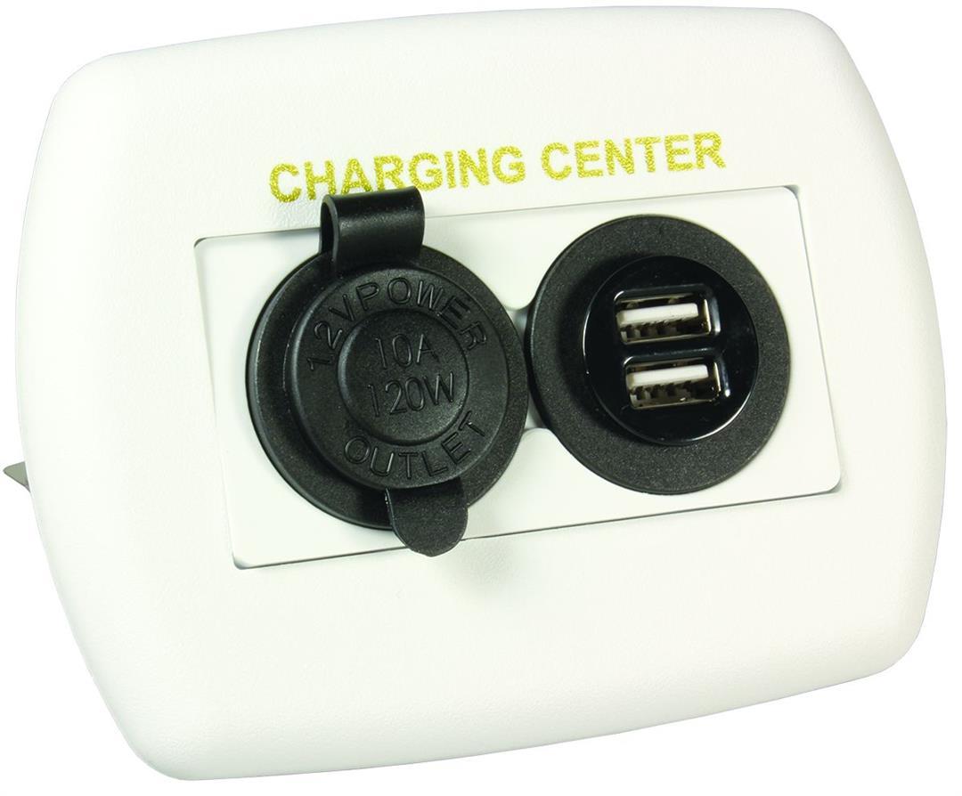 JR PRODUCTS 15085 12V/USB Charging Center - White from The Twister Group JR PRODUCTS 15085 12V/USB Charging Center - White - The Twister Group Tools product
