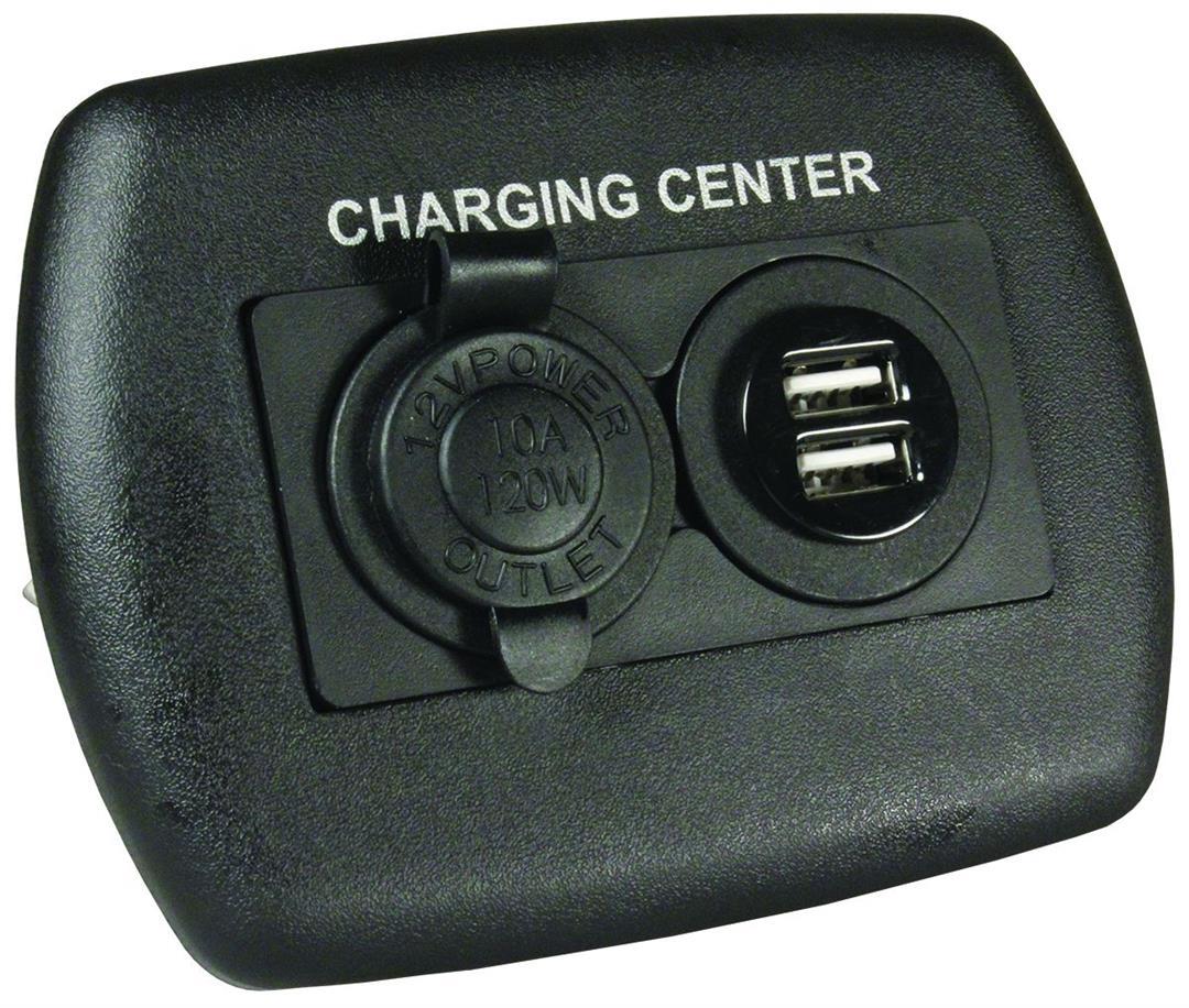 JR PRODUCTS 15095 12V/USB Charging Center - Black from The Twister Group JR PRODUCTS 15095 12V/USB Charging Center - Black - The Twister Group Tools product