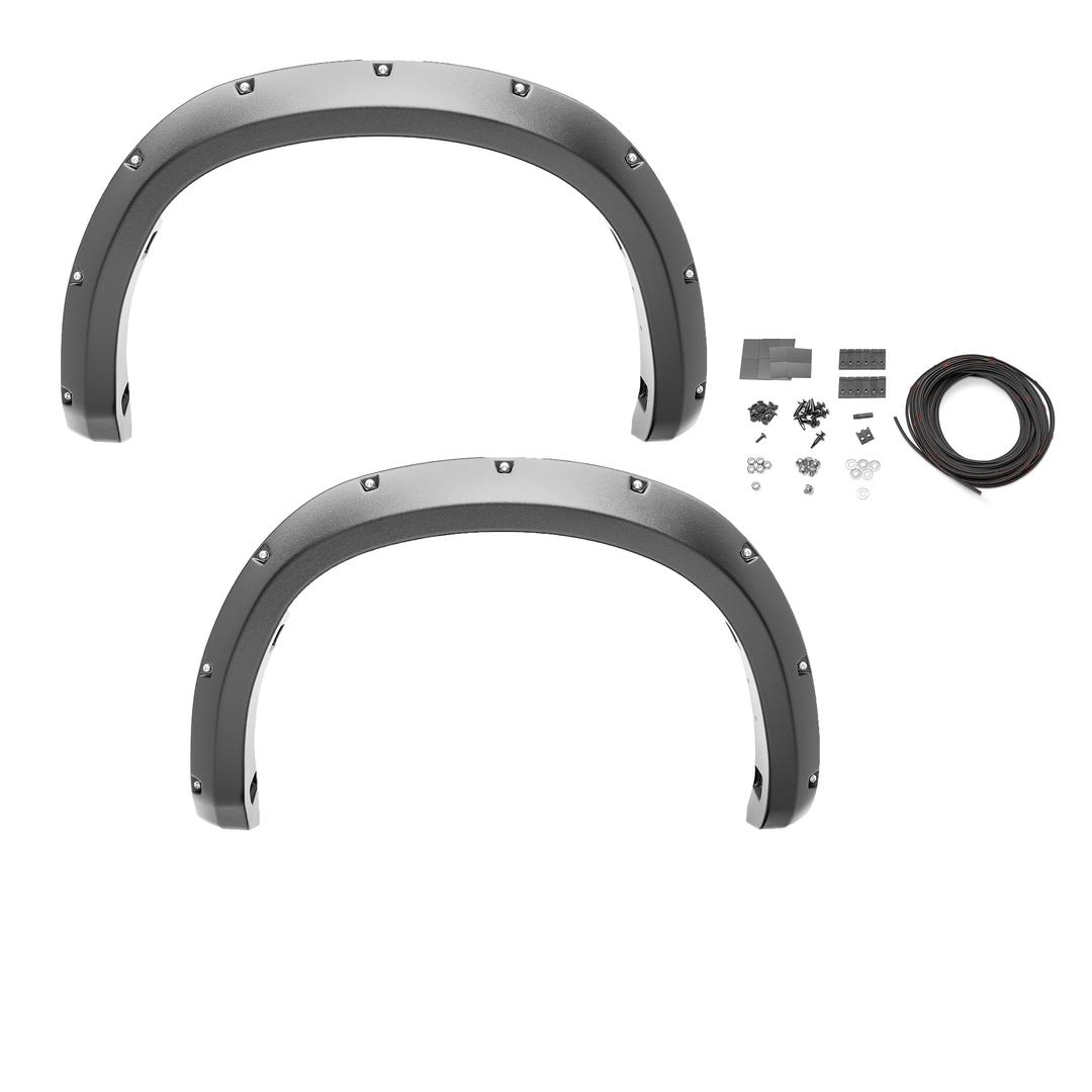 BUSHWACKER 10042-07 Pocket/Rivet Style Rear Fender Flares | 2-Piece Set, Black, Smooth Finish Fits 1997-2006 Jeep Wrangler TJ from The Twister Group BUSHWACKER 10042-07 Pocket/Rivet Style Rear Fender Flares | 2-Piece Set, Black, Smooth Finish Fits 1997-2006 Jeep Wrangler TJ - The Twister Group Tools product