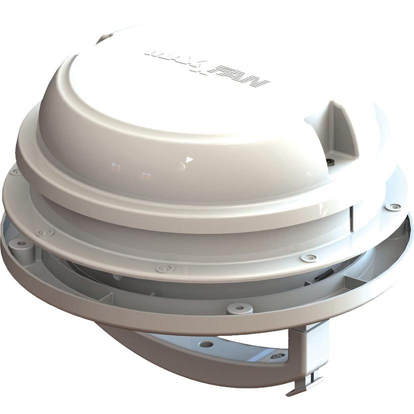 MAXXAIR 00-03812W Maxxfan Dome 6 INCH Round 12V Ventilation Fan - Compact Solution for Rooftop or Sidewall Ventilation, Exhaust Only, Removable Screens, Fan Guard Rain Shield, Moisture Control, White MAXXAIR 00-03812W Maxxfan Dome 6 INCH Round 12V Ventilation Fan - Compact Solution for Rooftop or Sidewall Ventilation, Exhaust Only, Removable Screens, Fan Guard Rain Shield, Moisture Control, White