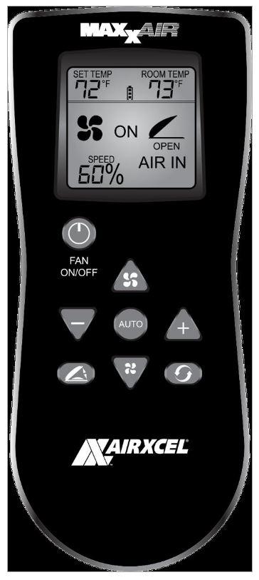 MAXXAIR 00A01150K Roof Vent Remote Control; Replacement For Intake/ Exhaust MaxxFan Plus 00-04000K/ 00-04500K Models Or MaxxFan Deluxe 00-05100K/ 00-06200K/ 00-07000K/ 00-07500K Models MAXXAIR 00A01150K Roof Vent Remote Control; Replacement For Intake/ Exhaust MaxxFan Plus 00-04000K/ 00-04500K Models Or MaxxFan Deluxe 00-05100K/ 00-06200K/ 00-07000K/ 00-07500K Models