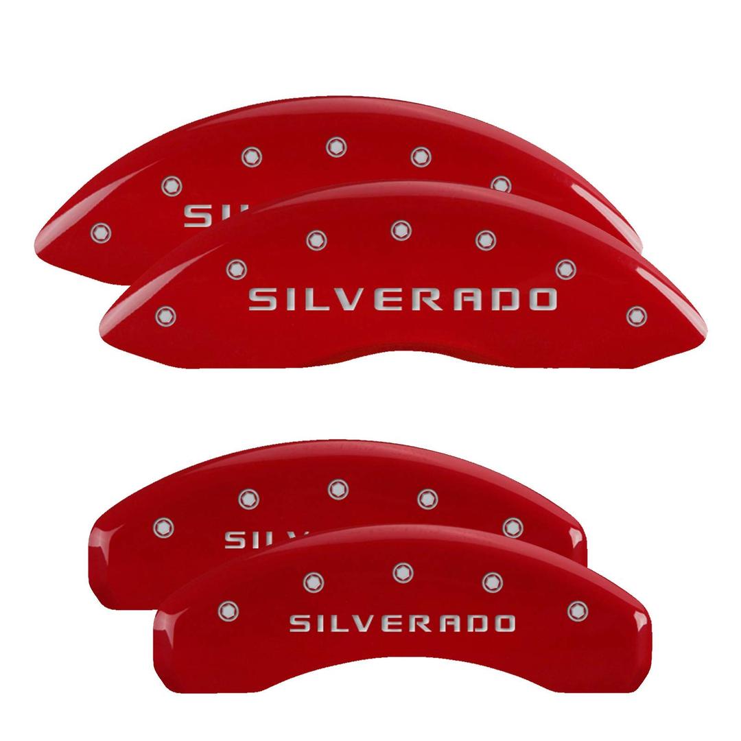 MGP CALIPER 14252SSILRD Brake Caliper Covers 2019-2023 Chevrolet Silverado 1500-2021-2023 Suburban (STD Brakes) / Tahoe - Front and Rear Set - Silverado Logo - Red from The Twister Group MGP CALIPER 14252SSILRD Brake Caliper Covers 2019-2023 Chevrolet Silverado 1500-2021-2023 Suburban (STD Brakes) / Tahoe - Front and Rear Set - Silverado Logo - Red - The Twister Group Tools product