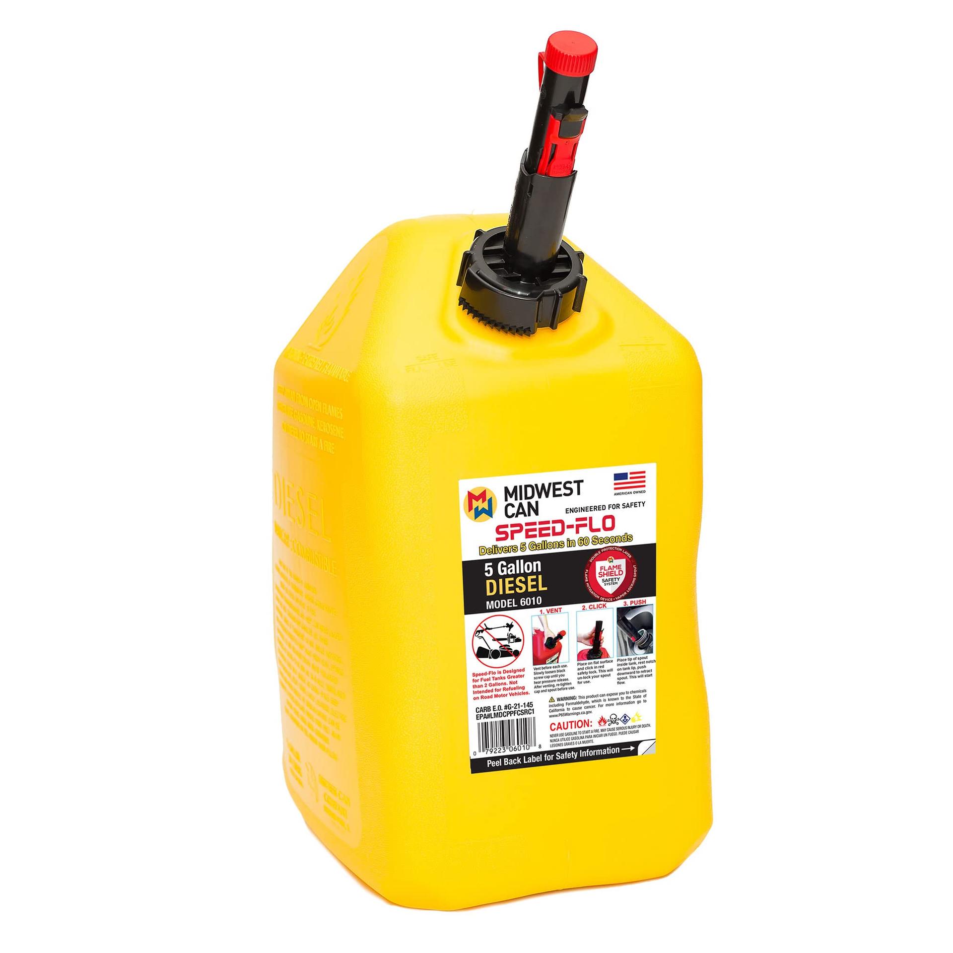 MIDWEST CAN 6010 Company Pro Line Gasoline Can Fuel Container Jug with Speed-Flo Spout and Flame Shield System, 5 Gallons, Yellow - High quality product image showing MIDWEST CAN 6010 Company Pro Line Gasoline Can Fuel Container Jug with Speed-Flo Spout and Flame Shield System, 5 Gallons, Yellow details and features MIDWEST CAN 6010 Company Pro Line Gasoline Can Fuel Container Jug with Speed-Flo Spout and Flame Shield System, 5 Gallons, Yellow - High quality product image showing MIDWEST CAN 6010 Company Pro Line Gasoline Can Fuel Container Jug with Speed-Flo Spout and Flame Shield System, 5 Gallons, Yellow details and features