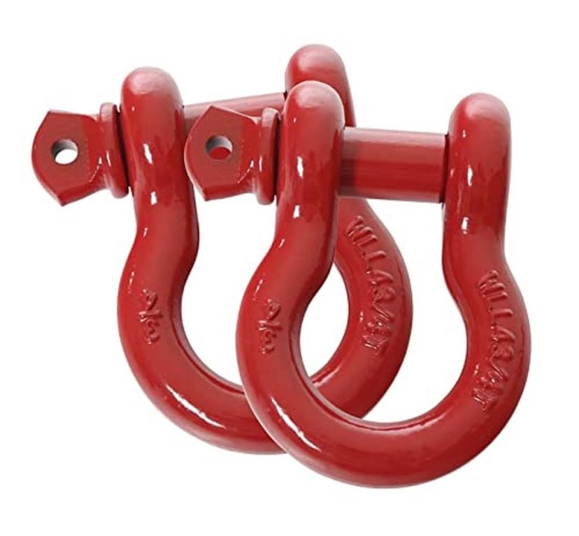 OVERLAND 19010204 Recovery Shackle 3/4 INCH 4.75 Ton Red, Pair OVERLAND 19010204 Recovery Shackle 3/4 INCH 4.75 Ton Red, Pair