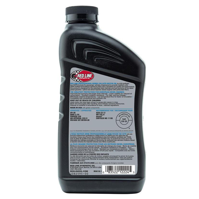 RED LINE 12224 Professional Series 5W30TD Euro Motor Oil, 1 Quart RED LINE 12224 Professional Series 5W30TD Euro Motor Oil, 1 Quart