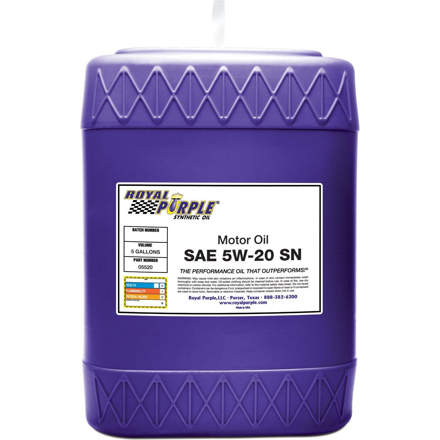 ROYAL PURPLE 05520 API-Licensed SAE 5W-20 High Performance Synthetic Motor Oil - 5 Gallon - High quality product image showing ROYAL PURPLE 05520 API-Licensed SAE 5W-20 High Performance Synthetic Motor Oil - 5 Gallon details and features ROYAL PURPLE 05520 API-Licensed SAE 5W-20 High Performance Synthetic Motor Oil - 5 Gallon - High quality product image showing ROYAL PURPLE 05520 API-Licensed SAE 5W-20 High Performance Synthetic Motor Oil - 5 Gallon details and features