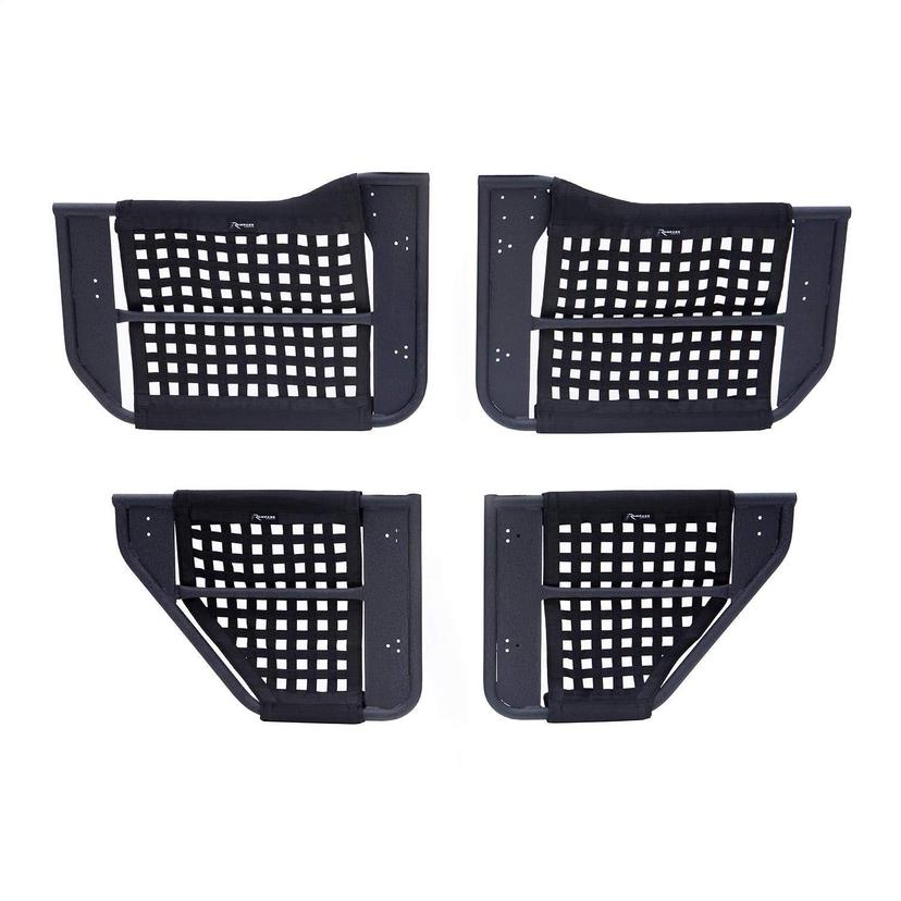 RAMPAGE 7684 Trail Doors for Jeep Wrangler JK | 4-Piece Set, Removable Mesh Net, Steel, Black Fits 2007-2018 Jeep Wrangler JKU 4-Door RAMPAGE 7684 Trail Doors for Jeep Wrangler JK | 4-Piece Set, Removable Mesh Net, Steel, Black Fits 2007-2018 Jeep Wrangler JKU 4-Door