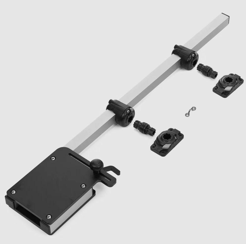 RAILBLAZA 04-4091-11 KAYAK MOTOR MOUNT BRACKET, For Use With Transom Mounted Trolling Motors; Black; 46-1/2 Inch Height; With Kayak Motor Mount Bracket/ 2 Rail Mount/ 2 Male-To-Male Adaptor/ 2 StarPort HD Stainless Steel Hardware RAILBLAZA 04-4091-11 KAYAK MOTOR MOUNT BRACKET, For Use With Transom Mounted Trolling Motors; Black; 46-1/2 Inch Height; With Kayak Motor Mount Bracket/ 2 Rail Mount/ 2 Male-To-Male Adaptor/ 2 StarPort HD Stainless Steel Hardware