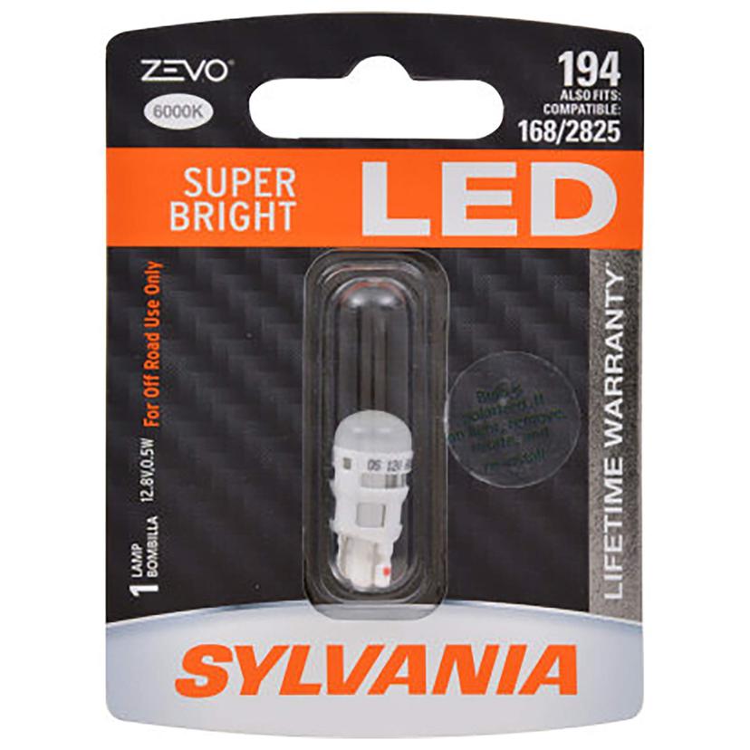 SYLVANIA 194LED.BP 194 T10 W5W ZEVO LED White Bulb - Bright LED Bulb, Ideal fo Interior Lighting - Map, Dome, Trunk, Cargo and License Plate (Contains 1 Bulb) SYLVANIA 194LED.BP 194 T10 W5W ZEVO LED White Bulb - Bright LED Bulb, Ideal fo Interior Lighting - Map, Dome, Trunk, Cargo and License Plate (Contains 1 Bulb)