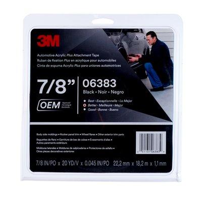 3M 06383 TM Automotive Acrylic Plus Attachment Tape, Black, 7/8 INCH x 20 yds. - High quality product image showing 3M 06383 TM Automotive Acrylic Plus Attachment Tape, Black, 7/8 INCH x 20 yds. details and features 3M 06383 TM Automotive Acrylic Plus Attachment Tape, Black, 7/8 INCH x 20 yds. - High quality product image showing 3M 06383 TM Automotive Acrylic Plus Attachment Tape, Black, 7/8 INCH x 20 yds. details and features