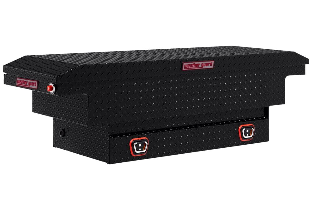 WEATHER GUARD 131-5-03 Model Saddle Box, Aluminum, Compact Low Profile, Gloss Black, 7.7 cu ft from The Twister Group WEATHER GUARD 131-5-03 Model Saddle Box, Aluminum, Compact Low Profile, Gloss Black, 7.7 cu ft - The Twister Group Tools product