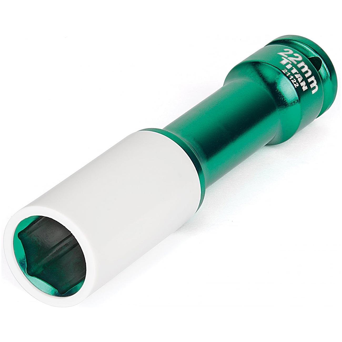 TITAN 21122 1/2 INCH Impact Drive x 22mm Non-Maring Extra-Long Lug Nut Socket - High quality product image showing TITAN 21122 1/2 INCH Impact Drive x 22mm Non-Maring Extra-Long Lug Nut Socket details and features TITAN 21122 1/2 INCH Impact Drive x 22mm Non-Maring Extra-Long Lug Nut Socket - High quality product image showing TITAN 21122 1/2 INCH Impact Drive x 22mm Non-Maring Extra-Long Lug Nut Socket details and features