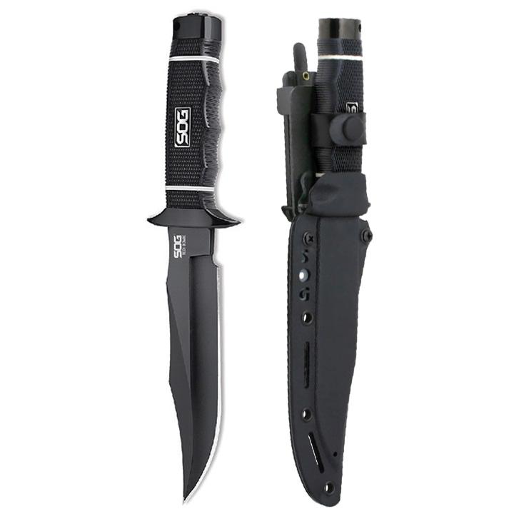 SOG S10B-K Tech Bowie - Fixed 6.4 INCH Black Plain Blade Kray-Ex Handle Kydex Sheath SOG S10B-K Tech Bowie - Fixed 6.4 INCH Black Plain Blade Kray-Ex Handle Kydex Sheath