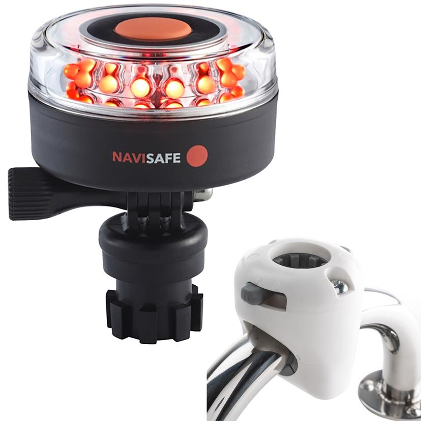 NAVISAFE 045KIT3 NAVILIGHT ALL RED 360 DEGREE 2NM WITH NAVIMOUNT BASE & RAIL MOUNT - WHITE NAVISAFE 045KIT3 NAVILIGHT ALL RED 360 DEGREE 2NM WITH NAVIMOUNT BASE & RAIL MOUNT - WHITE