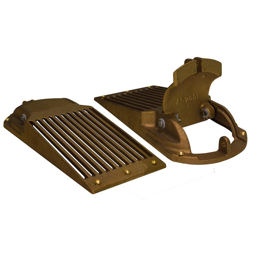 GROCO ASC-2000 BRONZE SLOTTED HULL SCOOP STRAINER W/ACCESS DOOR F/UP TO 2 INCH THRU HULL GROCO ASC-2000 BRONZE SLOTTED HULL SCOOP STRAINER W/ACCESS DOOR F/UP TO 2 INCH THRU HULL