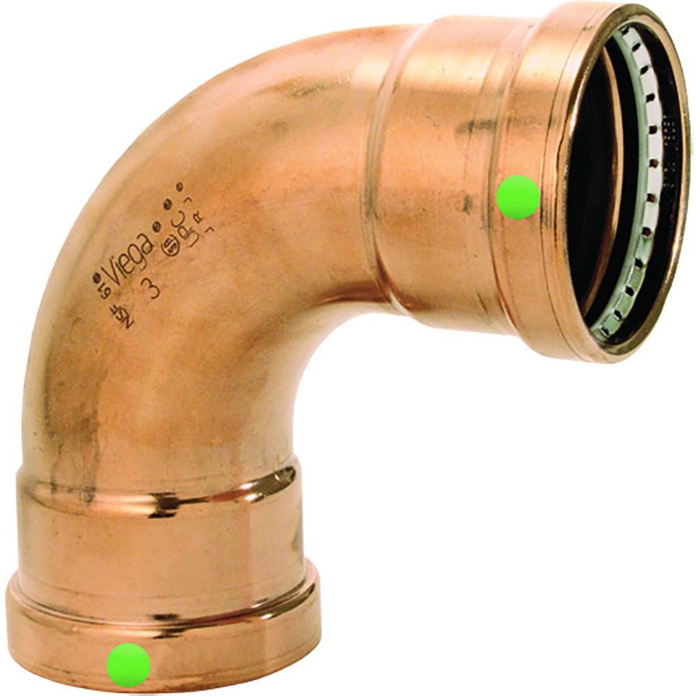 VIEGA 20623 PROPRESS 2-1/2 INCH - 90°COPPER ELBOW - DOUBLE PRESS CONNECTION - SMART CONNECT TECHNOLOGY - High quality product image showing VIEGA 20623 PROPRESS 2-1/2 INCH - 90°COPPER ELBOW - DOUBLE PRESS CONNECTION - SMART CONNECT TECHNOLOGY details and features VIEGA 20623 PROPRESS 2-1/2 INCH - 90°COPPER ELBOW - DOUBLE PRESS CONNECTION - SMART CONNECT TECHNOLOGY - High quality product image showing VIEGA 20623 PROPRESS 2-1/2 INCH - 90°COPPER ELBOW - DOUBLE PRESS CONNECTION - SMART CONNECT TECHNOLOGY details and features
